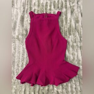 Alaïa Fuchsia Structured Peplum Pink Top | Sculpted Corset Style | Size S